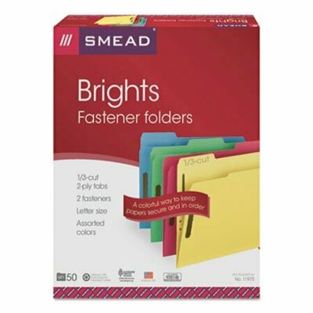 SMEAD Smead, TOP TAB COLORED 2-FASTENER FOLDERS, 1/3-CUT TABS, LETTER SIZE, ASSORTED, 50PK 11975